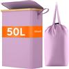 Lifewit Cesto Portabiancheria Salvaspazio, Cesta Biancheria Sporca con Coperchio, Porta Biancheria Sporca Slim per Bagno, Laundry Basket per Camera da Letto, Bagno, Lavanderia, 50 L, Viola
