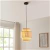 lux.pro Lampada a Sospensione con Paralume Doppio Cilindrico Ø29 cm per Soggiorno Sala Cucina Lampada da Soffitto Pendente a 2 Paralumi Effetto Rattan e Intrecciato - Beige