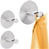 RICOO Ganci Adesivi Premium MH016-3, Set da 3 Gancetti Adesivi per Bagno e Cucina Porta Accappatoio e Asciugamani Appendiabiti Adesivo Edelstahl Argento Stile Moderno