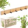 RICOO Appendiabiti da Parete in Bambus MH023L-N Attaccapanni da Muro Moderno con 5 Ganci Ripiegabili Appendino da Muro Design Elegante per Ingresso Cucina Camera 2x50x5,5cm Colore naturale