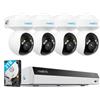 Reolink 4K PoE Kit Videosorveglianza Esterno, Panoramica 355° e Inclinazione 50°, Inseguimento Automatico, Rilevamento di Persona/Veicolo/Animale, NVR 8CH con HDD 2TB, Registrazione 24/7, RLK8-800PT4