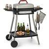 KLARSTEIN Gatsby - Grill Elettrico, 2000W, EasyGrill Concept, Piastra: 40x36 cm in Alluminio Pressofuso Antiaderente, Tavoli Laterali: 20 x 32 cm, Termostato, Ruote, Beige/Nero