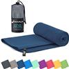 Fit-Flip Asciugamano microfibra - compatto e ultraleggero - asciugamani palestra - il perfetto telo mare grande - ottimale per viaggio, sport e piscina (80x160cm blu marino)