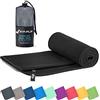 Fit-Flip Asciugamano in microfibra asciugamano compatto - ideale come sportivo, da viaggio, da spiaggia - ad asciugatura rapida e leggero - asciugamano da bagno grande (80x160cm, + borsa, nero)
