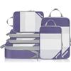 Prezon Set 6 Pezzi Cubi Compressionali Cavi Versatili, Design Apertura Totale Visibile, Salvaspazio E Leggeri, Materiale Cationico Personalizzato, Organizzatore Valigie Portatile E Resistente, Indaco