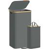 SONGMICS Cesto Portabiancheria con Coperchio, Cesta Porta Biancheria Sporca, Sacco Interno Rimovibile, Telaio in Bambù, Lavanderia Camera da Letto, 100 L, Grigio Ardesia LCB531GN01
