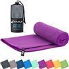 Fit-Flip Asciugamano microfibra - compatto e ultraleggero - asciugamani palestra - il perfetto telo mare grande - ottimale per viaggio, sport e piscina (80x160cm viola)