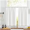 TOPICK Tende Passante tenda da bistrot porta finestra balcone stile country roulotte 2 pezzi corte Filtro della luce rustiche soggiorno doccia tenda per interni 90L x45A cm, Bianco