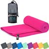Fit-Flip Asciugamano microfibra - compatto e ultraleggero - asciugamani palestra - il perfetto telo mare grande - ottimale per viaggio, sport e piscina (80x160cm fucsia)