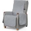 textil-home Textilhome Copripoltrona Relax e Copridivano 1 Posto Circus - Salvadivano Trapuntato Reversibile Universale, Imbottito, Antimacchia e Antigraffio. Colore Grigio Chiaro, 55 cm
