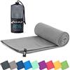 Fit-Flip Asciugamano microfibra - compatto e ultraleggero - asciugamani palestra - il perfetto telo mare grande - ottimale per viaggio, sport e piscina (70x140cm grigio)