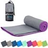 Fit-Flip Asciugamano microfibra - compatto e ultraleggero - asciugamani palestra - il perfetto telo mare grande - ottimale per viaggio, sport e piscina (40x80cm Grigio - Viola)