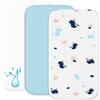 Sweety Fox Lenzuola Next To Me 3-in-1 - Lenzuola Culla Cododo con Angoli (Set da 2) + 1 Coprimaterasso Impermeabile con Elastico - 55 x 90 cm - Per Culla Co-sleeping, Lettino - Bimbo e Bimba - Oceano
