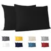 Dreamzie Federe Cuscini 30x50 (Set di 2) - Nero - per i Cuscini 30 x 50 cm - 100% Jersey di Cotone - Federa da Cuscino - Copri Cuscino per Letto - Fodera Protezione per Cuscino