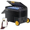 BougeRV CRS 50L Compressore Frigorifero Box con Maniglia, Ruote Frigorifero Auto 12V 230V con Controllo APP Cestello Integrato, Freezer Camping Frigorifero Elettrico IPX4 Impermeabile per Viaggi Barca