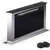 Klarstein Cappa aspirante Downdraft da 60 cm, nera - Cappa da cucina silenziosa, 576 m³/h, funzione di scarico o ricircolo, illuminazione a LED, pannello di controllo touch
