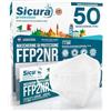 SICURA MASCHERINE CHIRURGICHE 50 Mascherine FFP2 Certificate CE Made in Italy SICURA BFE ≥99% Mascherina Produzione italiana e Sanificata EN 149:2001+A1:2009