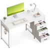 ODK Piccola Scrivania con 4 Cassetti, 100x48cm Tavolo per Computer con Gancio per Cuffie, Scrivania Ufficio Reversibile per Piccolo Ufficio in Casa, Bianco