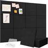 Lifewit Bacheca in feltro adesiva decorativa, Set da 12 Pannelli-120x90 cm, perfetta per appunti e foto in ufficio o casa, 50 puntine incluse, alternativa alla sughero, Nero Intenso