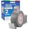 DNK TRADE Nastro Adesivo Telato Americano 50mm x 25m Colore Grigio Isolante e Impermeabile per Riparazioni Professionali e Fai da Te Aderenza Multisuperficie Metallo Plastica e Legno - 2 Rotoli