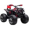 HOMCOM 12V Quad Elettrico per Bambini 3-5 Anni 3-8km/h, Auto Elettrica per Bambini con Doppi Motori, Ruote Larghe, Batteria 10AH, Musica, MP3, USB, Scheda TF, Fari e Pedale, 100x65x73 cm, Rosso