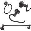 BESy Set di 4 accessori da bagno in bronzo lucidato ad olio (portasciugamani da 61 cm, porta asciugamani e porta carta igienica, doppi ganci per asciugamani) Set di accessori da bagno in acciaio