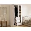 Dmora - Guardaroba Falterona, Mobile appendiabiti per camera da letto, Armadio a 3 ante battenti e 3 cassetti, 135x52h204 cm, Bianco