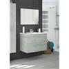 Dmora Mobile sottolavabo sospeso con Due cassetti e Uno Specchio, Colore Cemento, cm 80 x 57 x 45