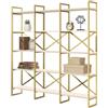 Dmora - Libreria Sagit, Scaffale da ufficio, Mobile portalibri, Biblioteca, 170x30h175 cm, Bianco e Oro