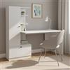 Dmora - Scrivania Astra, Scrittoio multiuso, Tavolo per ufficio porta PC, Piano di lavoro, 150x62h140 cm, Bianco