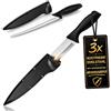 com-four® 3 coltello universale con fodero, lama multiuso in acciaio inox | coltello cucina e outdoor con manico in plastica