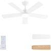 AUTODAY Ventilatore a soffitto con luce LED dimmerabile, 24 W, motore DC silenzioso 32 W, 106 cm, ali in compensato bicolore, telecomando con funzione di memoria, 6 livelli di velocità, Bianco