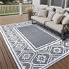 PureCozy Tappeto da Esterno per Giardino 150x240cm, Impermeabile Tappeti da Esterno Patio, Tappeto in Plastica Reversibile, Anti-UV, Portatile, per Esterno Balcone Terrazza Camper, Grigio & Bianco