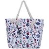 DonDon Borsa da spiaggia grande con chiusura zip 58 x 38 x 18 cm Shopper barca bianco blu rosso yacht style
