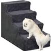 PawHut Scala per Cani a 4 Gradini, 60x35x44 cm Scaletta per Cani e Gatti di 10 KG in Tessuto Vellutato Sfoderabile e Lavabile, Grigio Scuro