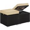 Yaheetech Ottomano Set di 2 Sgabelli Poggiapiedi da Giardino con Cuscino e Contenitore Intreccio in Rattan Cubo Panca con Coperchio Rimovibile Resistente 39 X 39 X 41 cm Marrone/Khaki