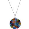 LE GEMME DI VENEZIA Collana Donna Con Pendente Murrina Milefiori Venezia In Vetro Originale Di Murano E Argento 925 Diametro 32N (Colore 1)