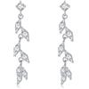 SLUYNZ Orecchini pendenti in argento Sterling 925, con foglia d'ulivo, per donne e ragazze, da sposa, SMALL, Argento sterling, Zirconia cubica