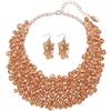 BOCAR Collana Statement Collo Spessa con Perle Artificiali e Vetro, Stile Bohemien Vintage per Donna (NK-10260-Champagne)