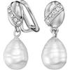 Traveller Orecchini a clip - gancio - Barok perla - placcato oro o platinato, Cristallo