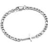 TINGN Braccialetti da uomo in acciaio inossidabile 316L, braccialetto da uomo cubano ro Box Tank Chain Cross Bracciale regalo per uomini, padre, fidanzato, fratello, 8.3 inch(21 cm), Acciaio