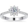 AOMEKASO Anello Donna-Anello in Moissanite-con Certificato GRA, Design Fiocco di Neve Radiale, Argento Sterling 925, Colore D, Purezza VVS1, Taglio al Plasma, Adatto per:Quotidiano/Gala/Appuntamento/Matrimonio
