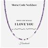 COAI Collana Donna Codice Morse in Pietre Naturali e Perle di Acqua Dolce, Collana di Ametista da Donna con Messaggio Segreto "I Love You", Regalo Fidanzata Moglie