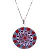 LE GEMME DI VENEZIA Collana Donna Con Pendente Murrina Milefiori Venezia In Vetro Originale Di Murano E Argento 925 Diametro 32N (Colore 20)