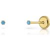 ROSA DI MANUEL Orecchini in Oro 18 K per Neonato/Bambina/Donna con Turchese da 1,50 a 6 mm con Chiusura a Vite di Massima Sicurezza