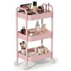 Innvodt Carrello a 3 livelli con ruote, carrello portaoggetti per cucina, salone di bellezza, camera da letto, bagno e ufficio, organizer mobile multifunzionale, rosa
