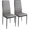 Trisens - Set di 2 sedie per sala da pranzo, 2/4/6/8, in ecopelle, colore: grigio