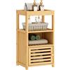SogesPower Mobile da bagno in bambù a 4 livelli | Armadio salvaspazio 34x30x70cm con vassoio anti-caduta, design naturale, adatto per bagno soggiorno e camera da letto