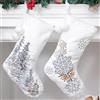 AOTOPYU 2 Pezzi Bianco Calza Natalizia, Calza di Natale Set per Camino, Albero di Natale Sacchetto Caramelle Regalo, Decorazioni Natalizie per Casa Motivo Fiocco di Neve e Foresta 46cm