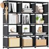 Mavivegue Libreria con 12 scomparti, scaffale, scaffalatura, scaffalatura per ufficio, libreria fai da te per soggiorno, camera da letto, ufficio, cameretta dei bambini, nero, 30,5 x 124 x 120 cm
